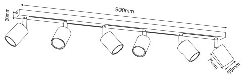 Lampa Sufitowa Spot STRIPER Beżowy Złoty 6xGU10