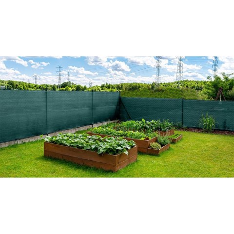 SIATKA CIENIUJĄCA MASKUJĄCA OSŁONA NA OGRODZENIE 140G/M2 1.5X25M CIEMNO ZIELONA