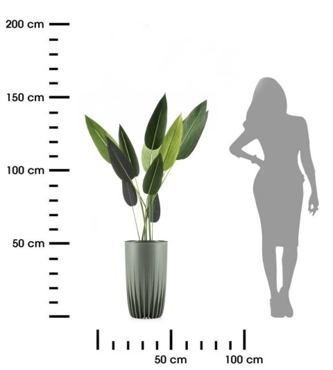 Donica Stripped Wysoka recykling szarozielona 30xh51 cm