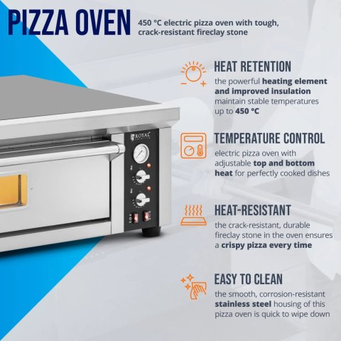 Piec do pizzy elektryczny z szamotem na 6 pizz śr. 33 cm 400 V 6600 W