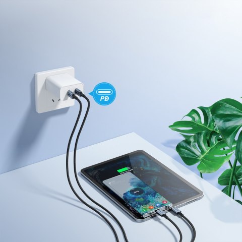 Kabel przewód USB-C - USB-C PD 60W w oplocie XCC-1014 - szary