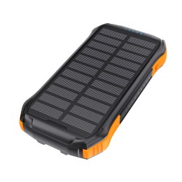 Powerbank ładowarka solarna 10000 mAh 2x USB-A - czarno-pomarańczowy