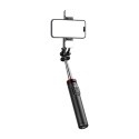 Selfie stick teleskopowy z pilotem + 2x lampka LED stojak tripod na telefon 1.3m - czarny