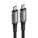 Kabel przewód USB-C USB4 PD3.1 5A do transmisji danych i Video 4K 1m - szaro-czarny