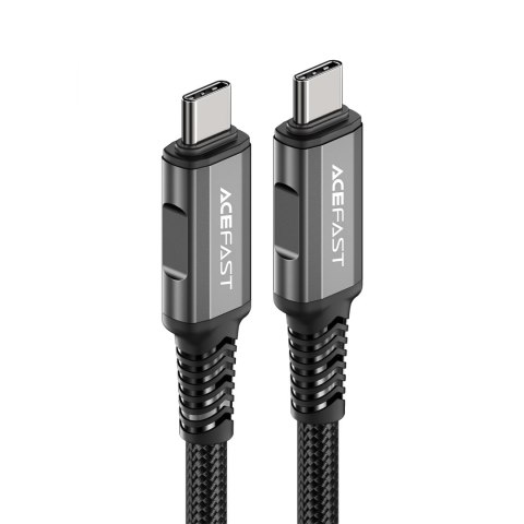 Kabel przewód USB-C USB4 PD3.1 5A do transmisji danych i Video 4K 1m - szaro-czarny
