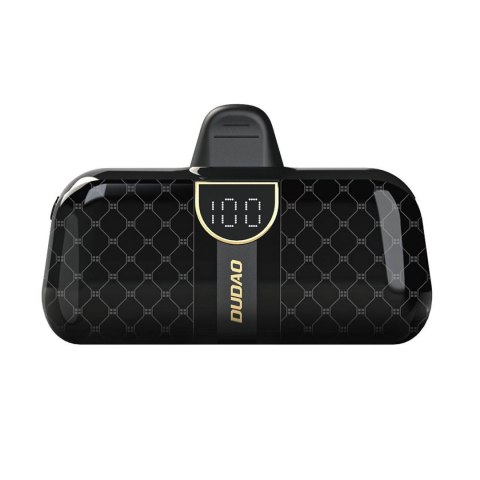 Mini powerbank 5000mAh do telefonu iPhone Lightning i USB-C - czarny