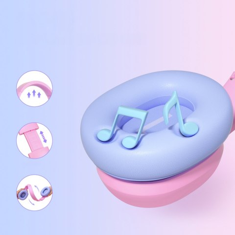 Słuchawki bezprzewodowe ANC KH03 dla dzieci bezpieczne z kontrolą głośności - różowe