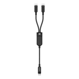 2w1 Kabel przewód podwójny USB-C - 2x USB-C 100W 480Mb/s - czarny