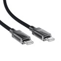 Kabel przewód USB-C z nylonowym oplotem PD 60W 480Mb/s - czarny