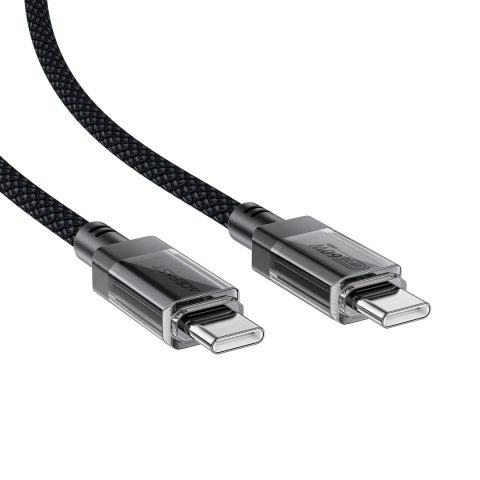 Kabel przewód USB-C z nylonowym oplotem PD 60W 480Mb/s - czarny