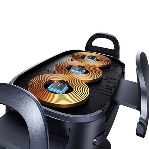 Uchwyt samochodowy na kratkę z ładowarką indukcyjną z potrójną cewką - czarny