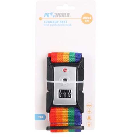 UNIWERSALNY PAS ZABEZPIECZAJĄCY DO WALIZKI SPINAJĄCY 180x5CM NA SZYFR PROWORLD MULTIKOLOR