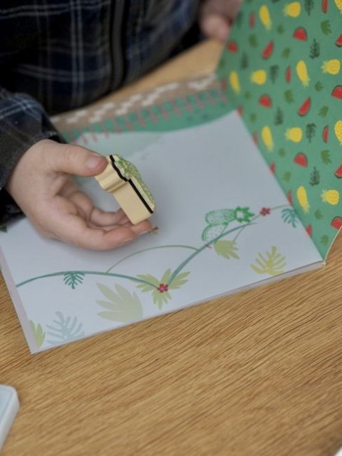 Dżungla Zestaw Kolorowych Pieczątek i Książeczka