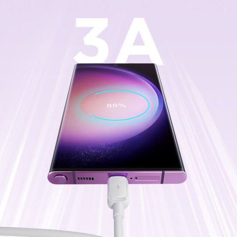 Kabel przewód Multi-Color Series A14 USB-A - USB-C 3A 1.2 m - biały