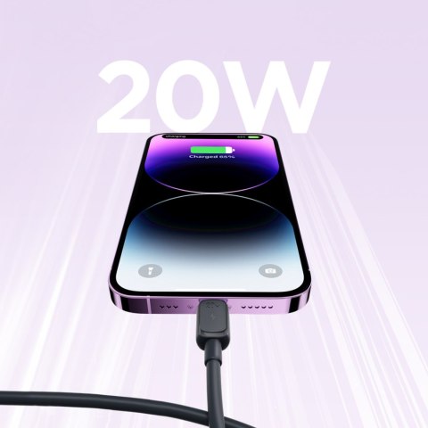 Kabel przewód Multi-Color Series A14 USB-C - iPhone Lightning 20W 1.2 m - czarny