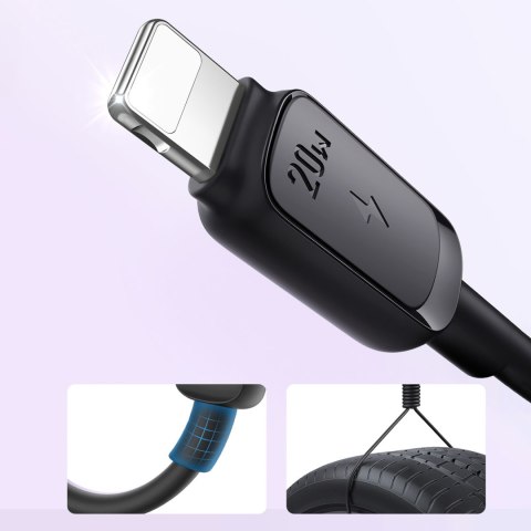 Kabel przewód Multi-Color Series A14 USB-C - iPhone Lightning 20W 1.2 m - czarny