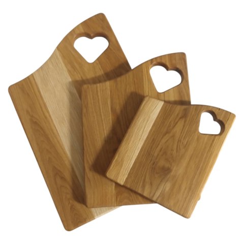 Deska dębowa do krojenia komplet 3 szt z podstawką