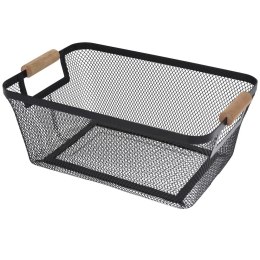 Koszyk metalowy czarny z drewnianą rączką 30 x 21 x h14 cm