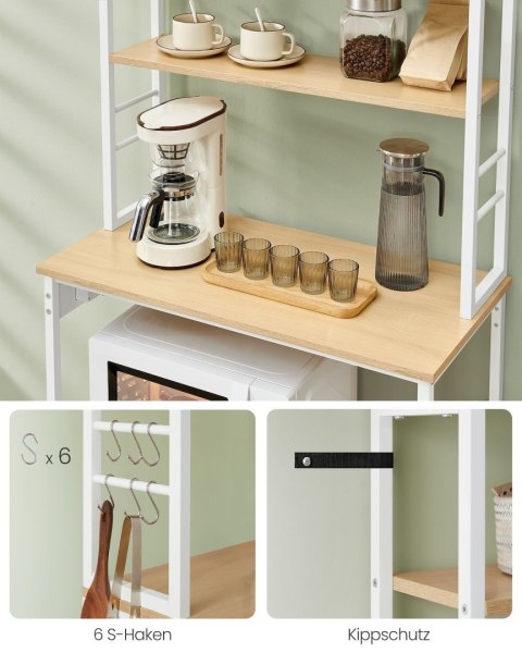 Biało-beżowy regał z listwą zasilającą