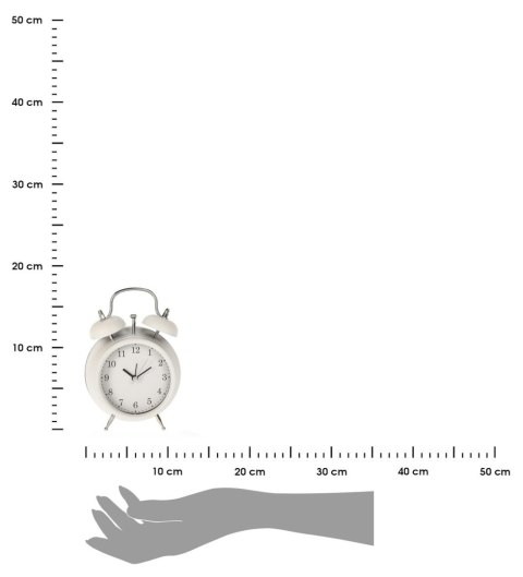 Budzik stojący analogowy biały h17 x 12 cm