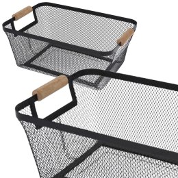 Koszyk metalowy czarny z drewnianą rączką 30 x 21 x h14 cm