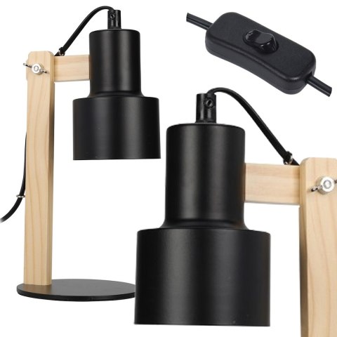 Lampa stołowa z regulowanym kloszem scandi czarna 32 cm