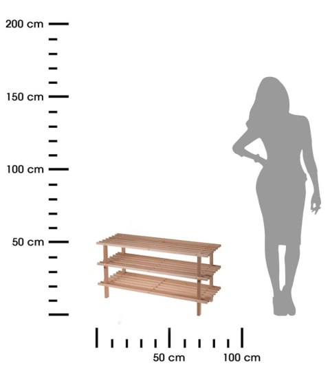 Półka na buty 3 poziomy drewniana 77x40 cm