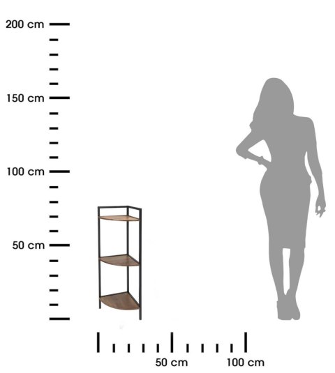 Regał metalowy narożny 3 półki 76 cm