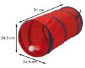 Tunel dla kota z zabawką czerwony 51 cm