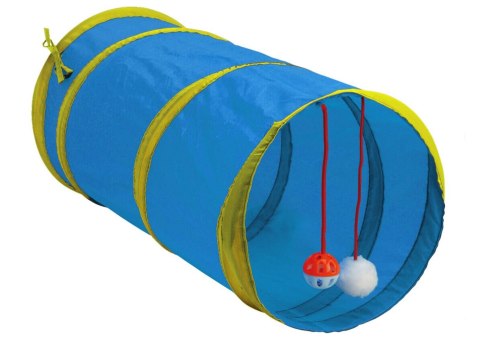 Tunel dla kota z zabawką niebieski 51 cm
