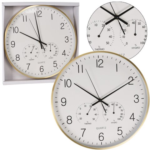 Zegar ścienny z termometrem i higrometrem 38 cm