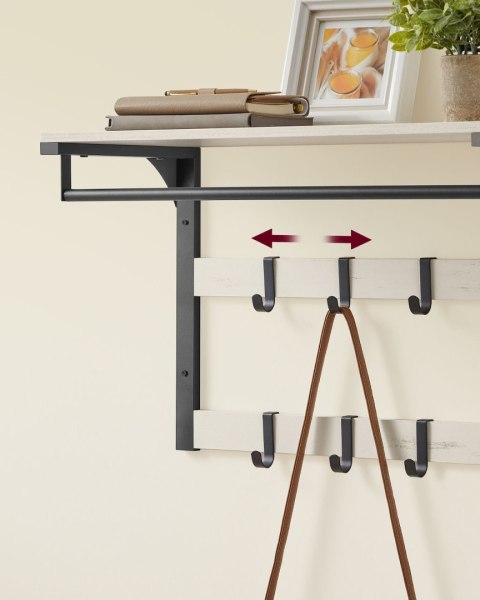 Półka ścienna z wieszakami czarno-biała