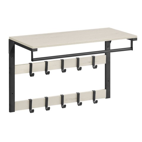 Półka ścienna z wieszakami czarno-biała