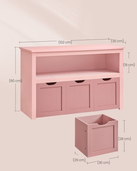Różowy regał szafka na książki zabawki