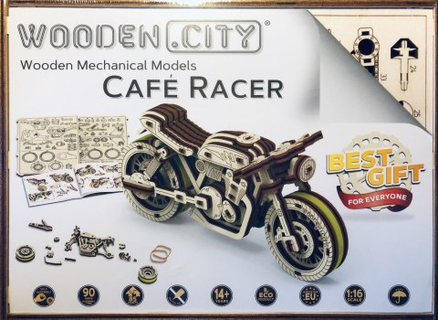 Drewniane Puzzle 3D - Motocykl Cafe Racer