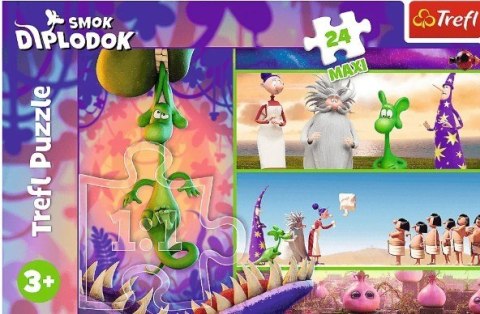 Puzzle 24 elementów Maxi Ciekawski Smok Diplodok