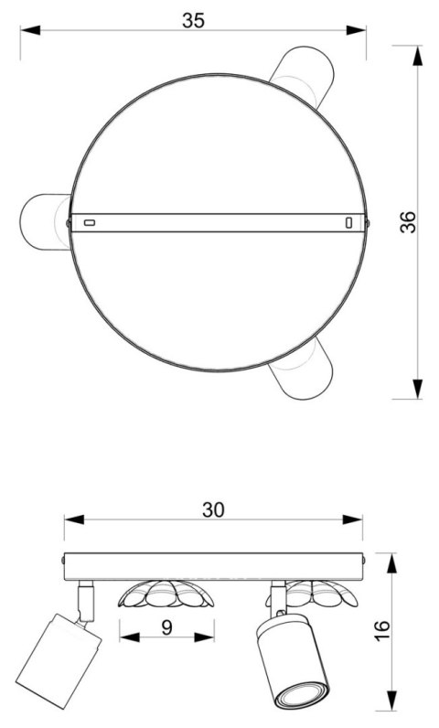 Oprawa Sufitowa Spot FLOWER Biały Różowy 3xGU10 Plafon