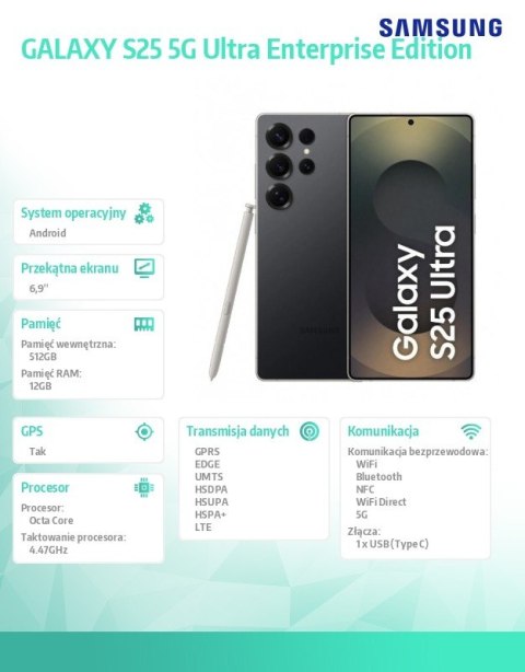 Smartfon Galaxy S25 Ultra 5G DualSIM 12/512GB Enterprise Edition czarny