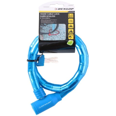 ZAPIĘCIE ROWEROWE SPIRALNE NA KLUCZ WĄŻ 18MMx80CM NIEBIESKIE DUNLOP