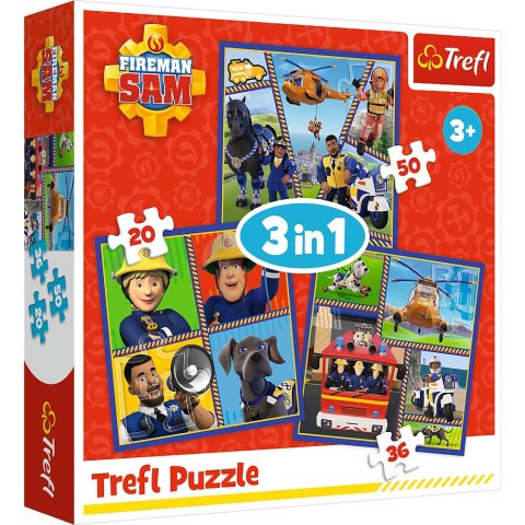Puzzle - 3w1 ( 20, 36, 50) - Dzień Strażaka Sama - Trefl 34868