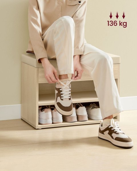 Beżowa szafka na buty ze schowkiem