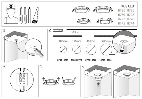 Oprawa Podtynkowa CL Biały 8W LED 4000K IP44/20 12cm