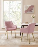 Różowe welurowe krzesło do jadalni