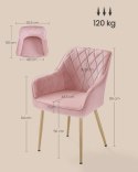 Różowe welurowe krzesło do jadalni