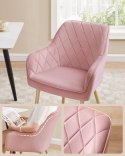 Różowe welurowe krzesło do jadalni