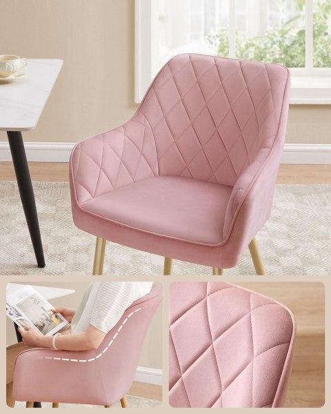 Różowe welurowe krzesło do jadalni