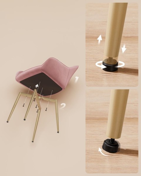 Różowe welurowe krzesło do jadalni