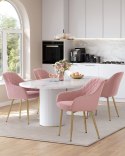 Różowe welurowe krzesło do jadalni