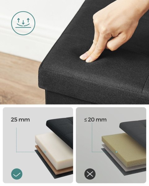 Składana pufa do przechowywania czarna