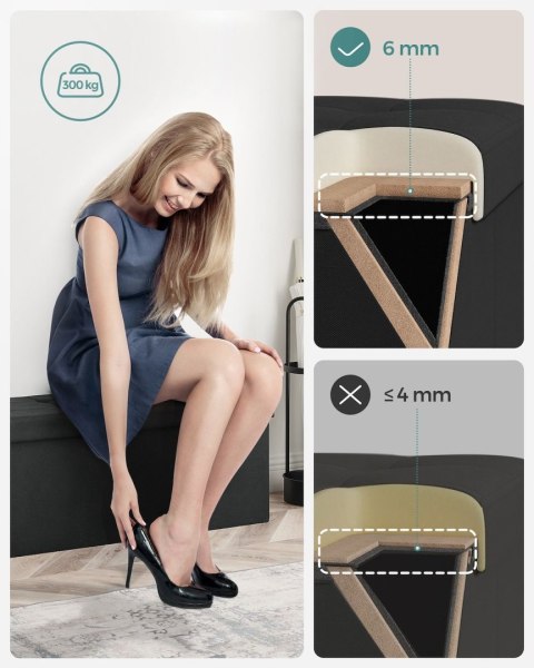 Składana pufa do przechowywania czarna